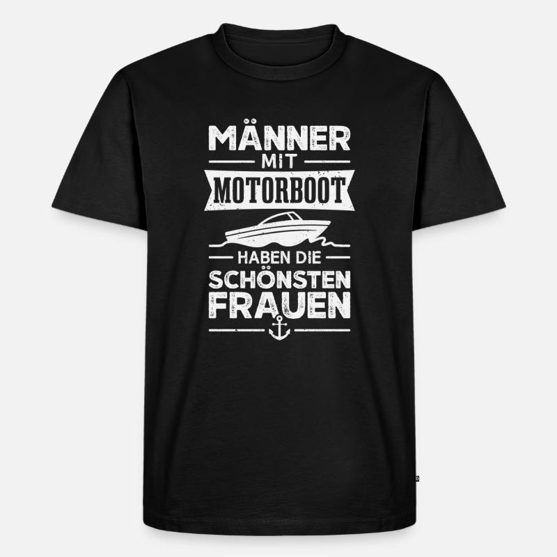 Motorboot Bootfahren Bootsfahrer Boot - Männer Premium Bio T-Shirt - Schwarz