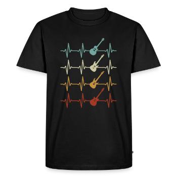 Guitares Heartbeat Guitariste Musicien Guitare - T-shirt Premium bio Homme - noir - Devant - Nico (187cm)