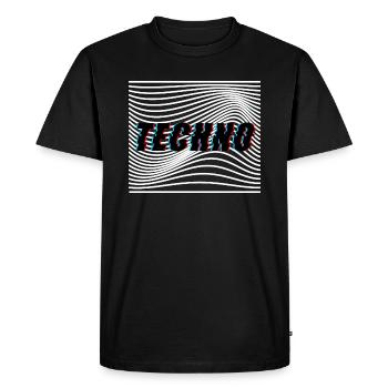 Techno Vagues Trippy Psychédélique - T-shirt Premium bio Homme - noir - Devant - Nico (187cm)