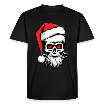 Crâne du Père Noël avec barbe - T-shirt Premium bio Homme - noir - Devant - Nico (187cm)