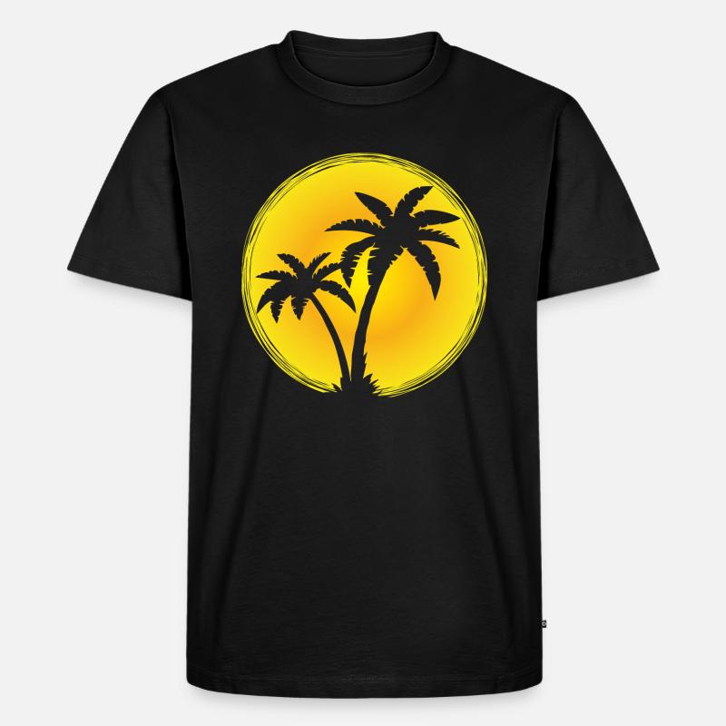 Sonne Palme - Männer Premium Bio T-Shirt - Schwarz