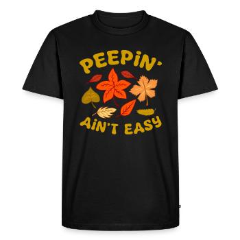 Peepin' Ain’t Easy Feuilles d’automne Leaf Peeper - T-shirt Premium bio Homme - noir - Devant - Nico (187cm)