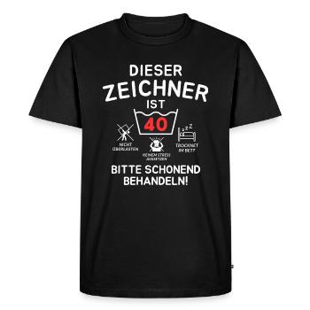 This draughtsman is 40 years old. - Men's Premium Organic T-Shirt - black - Front - Nico (187cm)