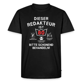 This editor is 80. - Men's Premium Organic T-Shirt - black - Front - Nico (187cm)
