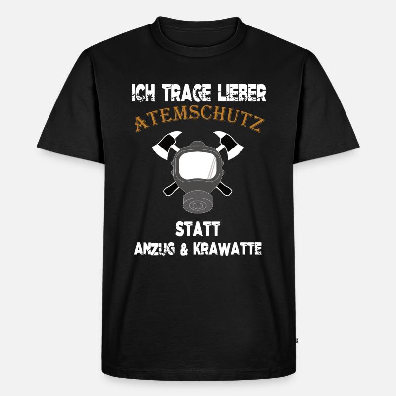 Feuer Atemschutz statt Anzug - Männer Premium Bio T-Shirt - Schwarz