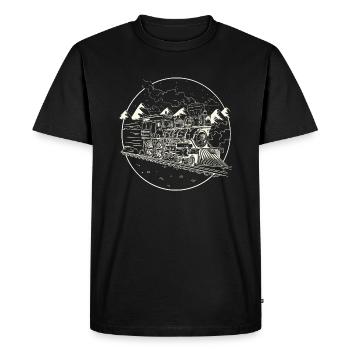 Ancienne locomotive à vapeur - T-shirt Premium bio Homme - noir - Devant - Nico (187cm)