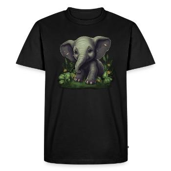 Eléphant Afrique Asie Animal Bébé éléphant - T-shirt Premium bio Homme - noir - Devant - Nico (187cm)