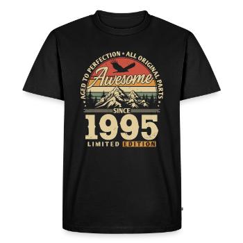 Génial depuis 1995 - T-shirt Premium bio Homme - noir - Devant - Nico (187cm)