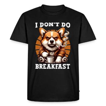 Je ne fais pas de petit-déjeuner Grumpy Corgi en buvant du café - T-shirt Premium bio Homme - noir - Devant - Nico (187cm)