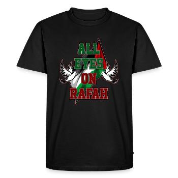 Tous les yeux sont rivés sur Rafah - T-shirt Premium bio Homme - noir - Devant - Nico (187cm)