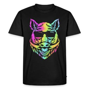 Chasse au cochon Chasseur Chasse au sanglier - T-shirt Premium bio Homme - noir - Devant - Nico (187cm)