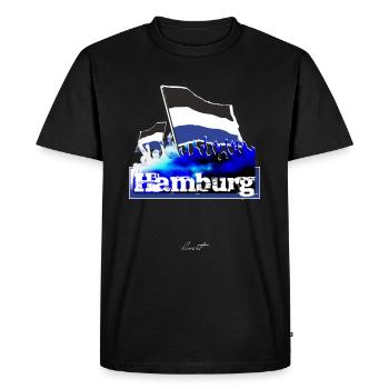 hamburg all4one - Männer Premium Bio T-Shirt - Schwarz - Vorne - Nico (187cm)