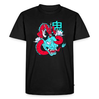 Oni Masque Vaporwave Aesthetic Dragon Japon E-Girl - T-shirt Premium bio Homme - noir - Devant - Nico (187cm)