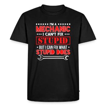 Mécanicien Amour - Je suis mécanicien - T-shirt Premium bio Homme - noir - Devant - Nico (187cm)