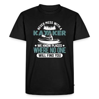 Kayakers Kayak Love - Nous connaissons les lieux - T-shirt Premium bio Homme - noir - Devant - Nico (187cm)