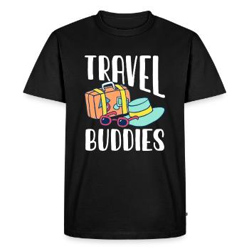 Compagnons de voyage Compagnons de voyage Amis voyage Voyage - T-shirt Premium bio Homme - noir - Devant - Nico (187cm)