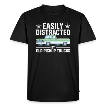 Facilement distraire par les vieux pick-up voitures de collection - T-shirt Premium bio Homme - noir - Devant - Nico (187cm)