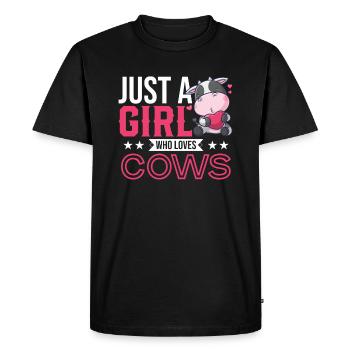 Just a girl who loves cows farm farmer - Men's Premium Organic T-Shirt - black - Front - Nico (187cm)