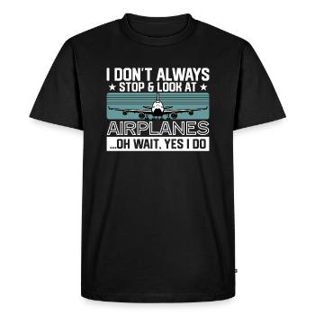 Amour de l’avion Aviateur Amateur d’aviation - T-shirt Premium bio Homme - noir - Devant - Nico (187cm)
