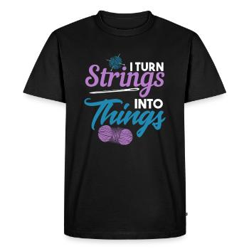 Strings into Things Tricots tricoteuse de tricoter - T-shirt Premium bio Homme - noir - Devant - Nico (187cm)