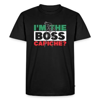 I am the Boss Capiche Best Nonno Grandpa - Men's Premium Organic T-Shirt - black - Front - Nico (187cm)