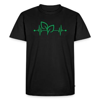 Feuille palpitations végétaliennes alimentaire totale WFPB - T-shirt Premium bio Homme - noir - Devant - Nico (187cm)