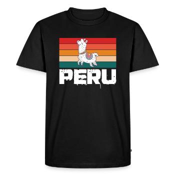 Peru | Peruvian Lama Cusco Peru Lover - Men's Premium Organic T-Shirt - black - Front - Nico (187cm)
