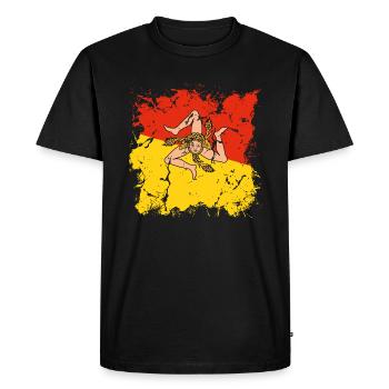 Sicily Flag Italy Palermo Trinacria Italia - Men's Premium Organic T-Shirt - black - Front - Nico (187cm)