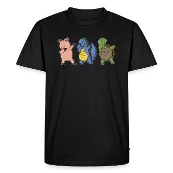 Dinosaur Pig Turtle Dabbing - Men's Premium Organic T-Shirt - black - Front - Nico (187cm)