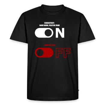 mindset on, comfort zone off - Men's Premium Organic T-Shirt - black - Front - Nico (187cm)