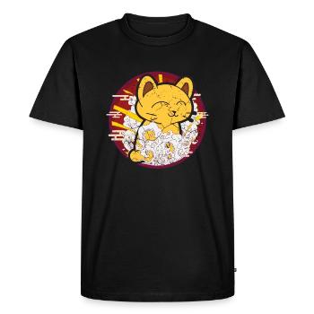 Kawaii japonais Cat Vintage, chats japonais cool - T-shirt Premium bio Homme - noir - Devant - Nico (187cm)