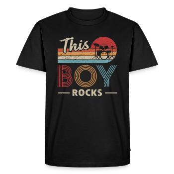 Ce garçon rocks batteur - T-shirt Premium bio Homme - noir - Devant - Nico (187cm)