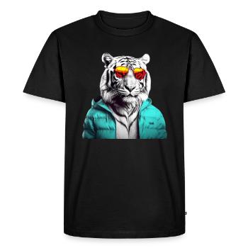 Tigre avec des lunettes de soleil Coloré Cool Tiger Forest Animal - T-shirt Premium bio Homme - noir - Devant - Nico (187cm)