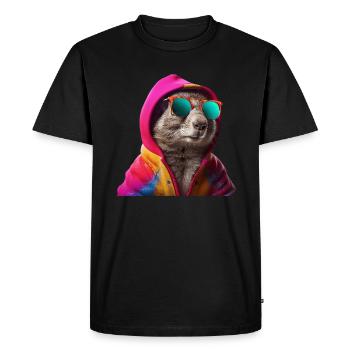 Squirrel with Sunglasses Colorful Cool Forest Animals - Men's Premium Organic T-Shirt - black - Front - Nico (187cm)