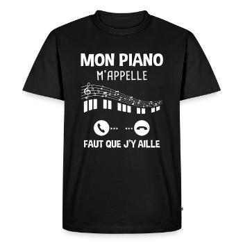 Piano pianiste cadeau humour anniversaire musique - T-shirt Premium bio Homme - noir - Devant - Nico (187cm)
