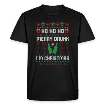 Joyeux ivre je suis Noël laid Noël à boire - T-shirt Premium bio Homme - noir - Devant - Nico (187cm)