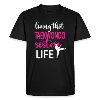 Taekwondo Sœur Fière Taekwondo Sœur - T-shirt Premium bio Homme - noir - Devant - Nico (187cm)