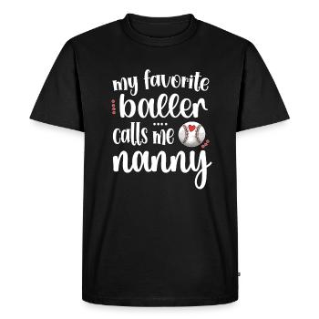 Nounou Grand-mère de baseball Joueur de baseball Nounou de baseball - T-shirt Premium bio Homme - noir - Devant - Nico (187cm)
