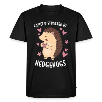 Hedgie Easily Distracted By Hedgehogs Hedgehog - Men's Premium Organic T-Shirt - black - Front - Nico (187cm)