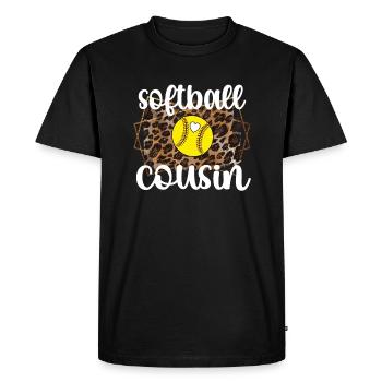Softball cousin Proud softball player cousin - Men's Premium Organic T-Shirt - black - Front - Nico (187cm)