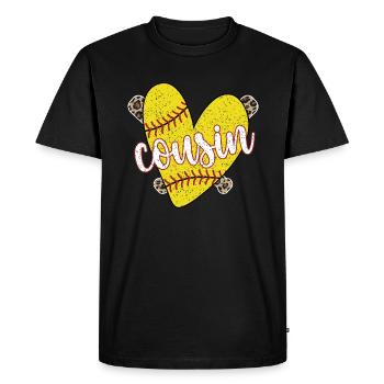 Proud Softball Cousin of a Softball Player - Men's Premium Organic T-Shirt - black - Front - Nico (187cm)
