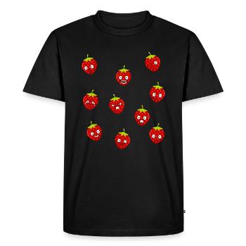 Erdbeere - Männer Premium Bio T-Shirt - Schwarz - Vorne - Nico (187cm)