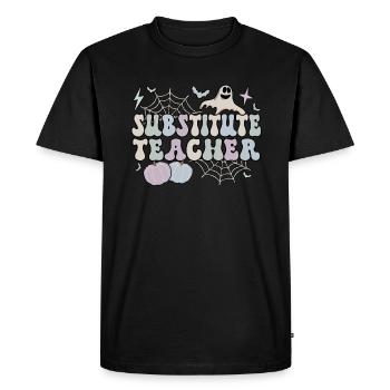 Enseignant suppléant Halloween School Sub Teacher - T-shirt Premium bio Homme - noir - Devant - Nico (187cm)
