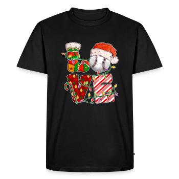 Baseball Noël Joueur de baseball Fête de Noël - T-shirt Premium bio Homme - noir - Devant - Nico (187cm)