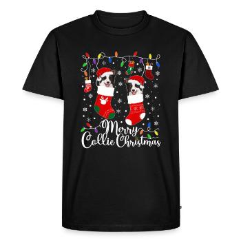 Border Collie Noël Border Collie Cadeaux de Noël - T-shirt Premium bio Homme - noir - Devant - Nico (187cm)