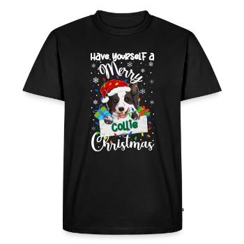 Border Collie Noël Border Collie Cadeaux de Noël - T-shirt Premium bio Homme - noir - Devant - Nico (187cm)
