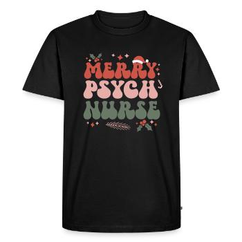 Psychiatric Nurse Christmas Psych Nursing Xmas - Men's Premium Organic T-Shirt - black - Front - Nico (187cm)