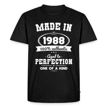 35th Birthday - Made in 1988 - Aged to perfection - Men's Premium Organic T-Shirt - black - Front - Nico (187cm)