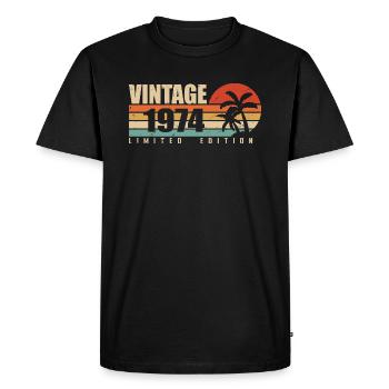 1974 Année D’anniversaire Millésime Original 1974 - T-shirt Premium bio Homme - noir - Devant - Nico (187cm)