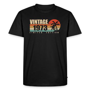 1973 Année d’anniversaire millésime original 1973 - T-shirt Premium bio Homme - noir - Devant - Nico (187cm)